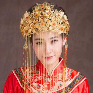 Estilo chinês casamento nupcial headpieces festa antiga tiara vintage clássico moda pageant bandana coroas acessórios de cabelo Jewel1706805