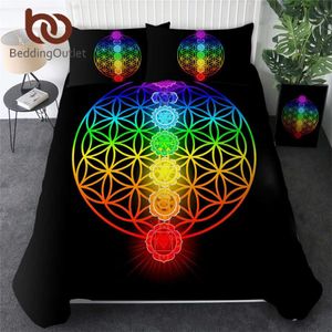 Beddingoutlet Chakra Yatak Seti Zen Tema Yatak Kapak Renkli Yatak Seti Kral Geometrik Yatak Örtüleri Yaşam Çiçeği Bedlinen Dropship H329Q