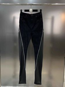 Frete grátis 2024 preto com painéis retos soltos jeans femininos designer calças jeans com painéis 3115