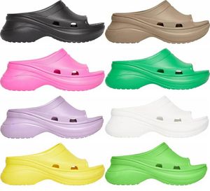 Havuz slayt sandaletleri wmns moda lüks yaz plaj ayakkabıları açık mor neon yeşil üçlü siyah beyaz bej pembe kauçuk platform wo1010657