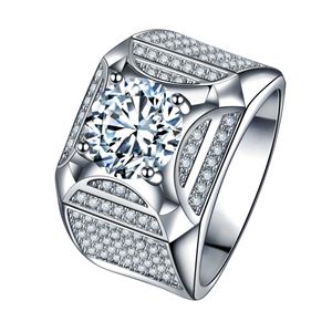 Männlicher Lab-Moissanit-Diamantring aus 925er-Sterlingsilber, Schmuck, Verlobung, Ehering, Ringe für Männer, Jahrestagsgeschenk
