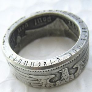 Almanya Gümüş Sikke Yüzüğü 5 Mark Gümüş Kaplama El yapımı 7-12220S Boyut