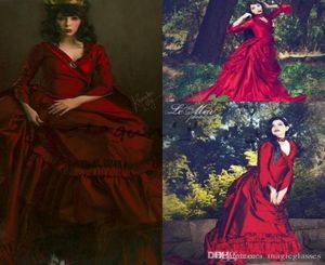 Vintage Yeni Mina Dracula Victoria Bustle Gotik Balo Elbiseleri Cadılar Bayramı fırfırlar Pleats Plus Boyutu Resmi Tafta Resmi Elbise Çift
