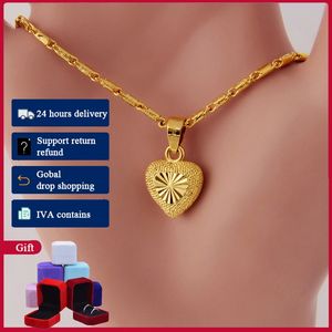 Hoyon gerçek 18k altın kaplama kolye klavikula zinciri boyun yakası takı kadınlar için takılar kalp şeklindeki kolye hediyesi kız arkadaşı için 240306
