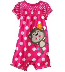 Kırmızı Maymun Bebek Kız Romper Yaz Bebek Giysileri İçin 100 Pamuk Bebe Tulumları Polka Dot Vücut Takım Yenidoğan Gömlek Kıyafetleri 2104138201488