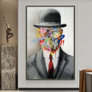 Знаменитая картина Рене Магритта «Сын Человеческий» граффити художественные постеры и принты поп-арт картины на холсте уличное искусство для домашнего декора203x