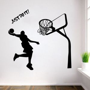 Giocatore di pallacanestro decalcomanie da parete dunk decalcomanie rimovibili per decorazioni arte arte adesivo per parete fai -da -te adesivo per la scuola materna per ragazzi soggiorno soggiorno letto211k