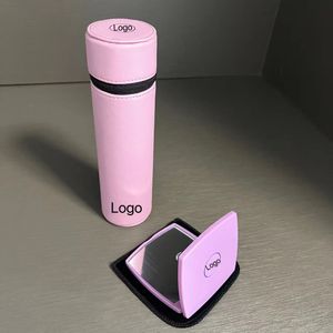 Designer de maquiagem escova cilindro armazenamento rosa roxo clássico logotipo circular caneta titular pauzinhos colher tanque armazenamento espelho conjunto caixa