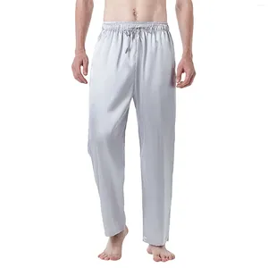 Erkek pantolon bahar erkek düz renk ipek pijamalar Avrupa kodu rahat simülasyon erkekler gevşek giymek çizme pantolon
