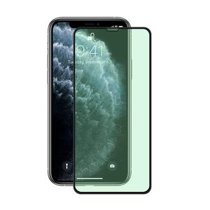 Tela de luz verde vidro temperado capa completa protetor de filme de impressão de seda borda preta para apple iphone 15 14 13 12 11pro max x xr xs max