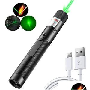 Lazer Pointer Toptan Yüksek Güçlü Yeşil 5MW 532NM USB Şarj Edilebilir Görünür Işın Işık Askeri Yanan Kırmızı Lazerler Kalem Oyuncak Oyuncak Lazer DHWN1