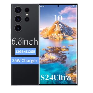 Mobiltelefon S24 Ultra Phone 5G SmartPhone Core 6,8 Zoll Lochung Vollbild Fingerabdruck Gesichtserkennung 13 MP Kamera GPS entsperrtes Telefon TV Englisch Spiele spielen Video E-Mail