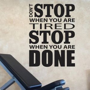 Наклейки на стену «Не останавливайся, когда ты устал» Наклейки «Готово» Мотивационный тренажерный зал Дизайн Фитнес-стикер C13-46266U