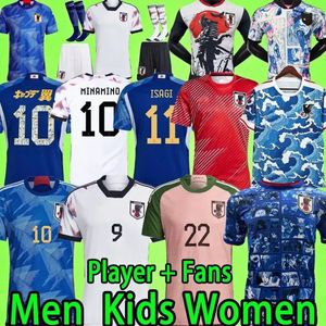 S-4XL23 24 Futbol Formaları Japonya Formaları Karikatür Isagi Atom Tsubasa Minamino Asano Doan Kubo Ito Kadın Çocuk Kiti Japonca Özel Futbol Gömlek Versiyon