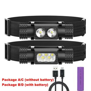 Süper parlak LED far 7 Aydınlatma Modları Zoomable Meşale Far IP66 Su Geçirmez USB Şarj Edilebilir 18650 Pil Flashlight 240301