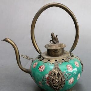 ZSR 2017 512 Çeşitli Antika Bronz Bakır Paketi Porselen Çaydan Kiş Isıtı Süsleri Koleksiyon Antika El Sanatları Dekor188t