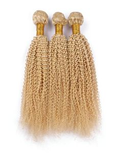 Üst Sınıf Bakire Brezilya Sarışın Saç Uzantıları Kinky Kıvırcık 3pcs 613 Bleach Sarışın İnsan Saç Dokuma Paketleri 1030 Çift 8703875