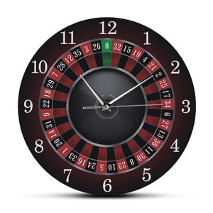 Настенные часы с покером, рулеткой и черным металлическим каркасом, игровая комната в Лас-Вегасе, настенный художественный декор, часы, часы, казино Gift282P