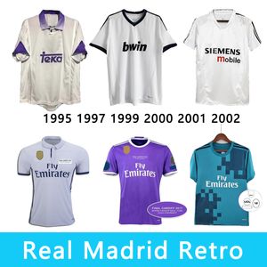Retro Jersey 1995 1997 1999 2000 2001 2002 Ev ve Away Real Madrid Klasik Vintage Futbol Gömlek Ronaldo Blanco Ramos Zidane Benzema Modric Player Jersey