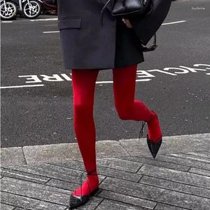 Kadın SOCKS 120D Kırmızı Anti-Hook Seksi Düz Renk İpek Velvet Tayt için Kadın 16 Renk Külot Hortum Moda Çorapları