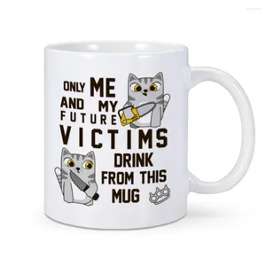 Canecas Humor Gato Caneca de Café 11 Oz Cerâmica Xícara de Chá Presente de Aniversário Casa Escritório Água Cacau Me e Vítimas Beber Deste