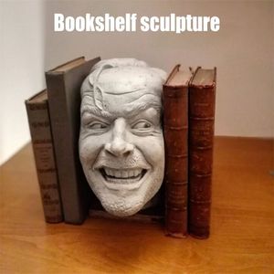 Escultura do brilhante estante biblioteca heres johnny escultura resina desktop ornamento prateleira do livro mumr999 210727315f