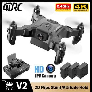 Drone 4DRC V2 Mini Drone Kameralı 4K 1080P HD İHA WiFi FPV Yüksekliği Katlanabilir RC Quadcopter Dron Kids Toys Hediye 24313