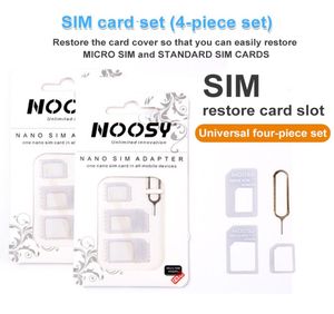 Yeni 4 In 1 Noosy Nano Mikro SIM Kart Dönüştürücü Adaptör Kiti Samsung Huawei Xiaomi için Evrensel SIM Kart İğnesi Perakende B8419938