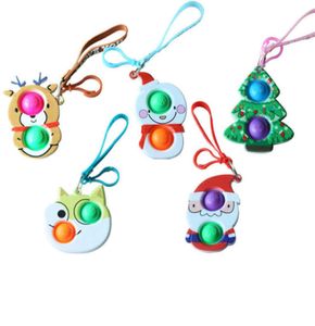 Anahtar Yüzük Başına Kradard Duyusal Kabarcıklar Poo-It parmak bulmaca oyuncakları 2021 Noel Noel Maddesi Elk Kardan Adam Xmas Ağacı Karikatür Takımları G82AC017500226