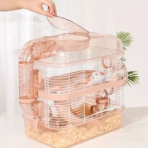 Kafesler Pet Hamster Cage Süper Büyük Villa Lüks Üç Hikaye Ev Hamster Kobay Küçük Hayvanlar Çift Katmanlı Kafes için Uygun