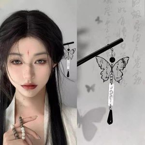 Saç klipsleri mürekkep kelebek kaligrafi güvenli toka saç tokaları antik Çin geleneksel kültür ürün sopası hanfu sır klips