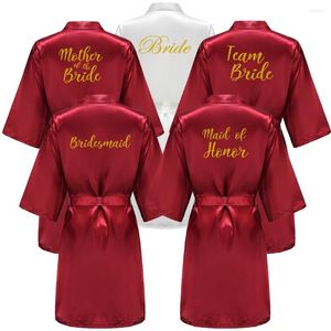 Женская одежда для сна Бордовый женский халат Золотая буква Невеста Подружка невесты Мать Фрейлина Будьте готовы Свадебные халаты Подарки Халат