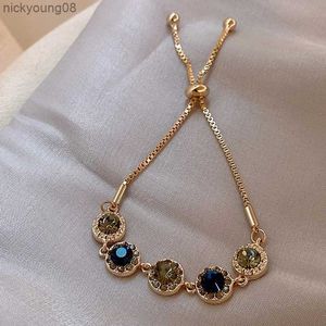 Bileklik Lüks Mavi Renk AAA Zircon 18K Altın Kaplama Kadınlar İçin 2023 Yeni Moda Vintage Bilezikleri Düğün Partisi Mücevher Hediye2403