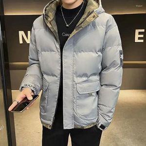 Jaquetas masculinas acolchoadas casacos com capuz jaqueta juventude estofamento roupas coreanas parkas em promoção inverno venda externa