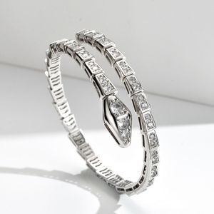 2024 Роскошный дизайнерский бренд, классический змеиный кость, полный бриллиантов, жесткий браслет, кольцо, модный простой мужской женский модный подарок на день рождения без коробки