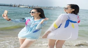 grande taglia S4XL Summer Beach UV UV Big Size Women Sun Protection Clothing Lady Perspective Giacca a crema solare sciolta9894662