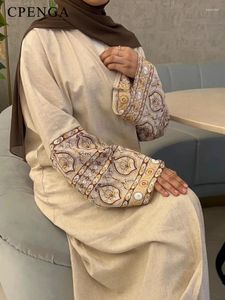Повседневные платья Элегантный мусульманский кардиган с вышивкой для женщин Ид Арабское хиджаб Абая Платье Дубай Саудовская Скромная одежда Исламская Турция Открытая