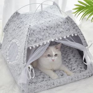 Коврики Sweet Princess Cat Bed Складная палатка для кошек Домик для собаки Дышащая розовая корзина для щенков Симпатичные домики для кошек Товары для питомников для домашних животных