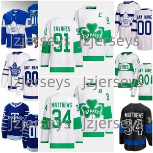 2024 St. Pats Auston Matthews John Tavares Hokey Jersey Yeşil Joe Thornton Mitch Marner Morgan Rielly St. Pats Patricks Day Jersey Özel Erkek Kadın Çocuklar