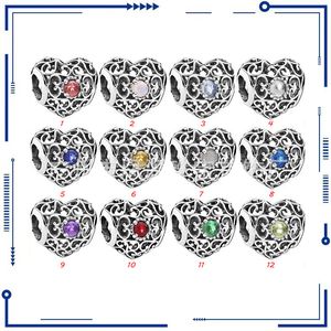 925 Gümüş Moda Yeni Aralık Doğum Günü Kalp Hollow Style Dize Asma Parçaları Pan Orijinal Bileklik DIY Aksesuarlar Boncuklar Ücretsiz Nakliye