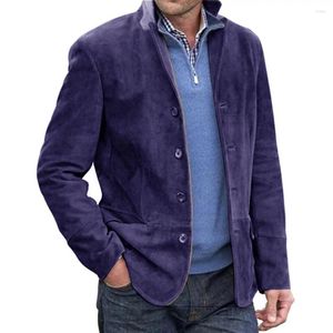Erkekler Suits Erkekler Giyim Süet Blazer Retro Rahat Moda Yakası Düğmesi Blezer 2024 Klasik Takım Ceket Ceket