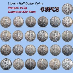 ABD Tam Set Yürüyüş Liberty Copy Coins 30 6mm 63pcs Farklı Tarih Sürümleri Paraları Eski Renkler Gümüş Kaplama Coin239Q