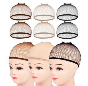 100pcs görünmez naylon saç ağları elastik kadın erkekler kadın bayanlar saç perukları örme örgü örgü net fishnet kahverengi bej black2059983