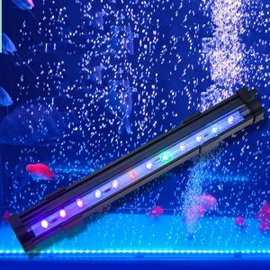 Aksesuarlar AC110V220V çok renkli sualtı akvaryum LED kabarcık hafif hava taşları balık tankı hava perdesi kabarcığı LED lamba aquariu