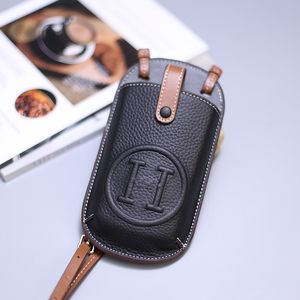 Evrensel Tasarımcı Gerçek Deri Crossbody Bag Telefon Kılıfı Apple iPhone 15 14 Pro Max Samsung Galaxy S24 Not 20 Ultra Lüks Çanta Arka Kartı Cep Tutucu Siyah