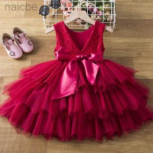 Abiti da ragazza Baby Christmas Red Dress Bambini Abiti da sera per feste Principessa V-Backless Boutique Costume Prom Dress ldd240313