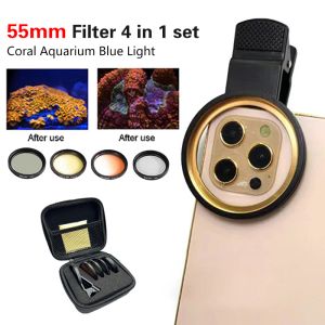 Parçalar 52mm 4 In 1 Set Akvaryum Lens Balık tankı telefon sarı filtresi Sarı Işık Mercan Resif Akvaryum Fotoğrafçılığı İPhone için