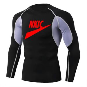 Erkekler Fitness T-shirt Sıkıştırma Base katmanı üst uzun kollu taytlar spor hızlı kuru koşu tişört spor salonu tişört markası logo baskısı