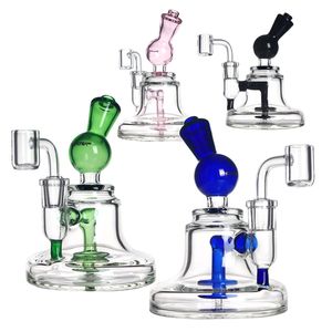 6,5-Zoll-Bong-Glas-Dab-Rig-Wasserpfeifen, Mini-Rauchhuka, berauschende Glas-Bubbler, Recycler-Ölplattformen mit einem Quarz-Banger