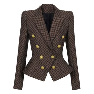 Vinatge 2024 Серый женский пиджак с V-образным лацканом, карманами и длинными рукавами и пуговицами, дизайнерский элитный пиджак 3138